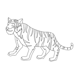 Jungle tiger black and white clipart