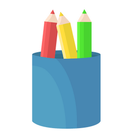 Colored pencils in pen holder clipart