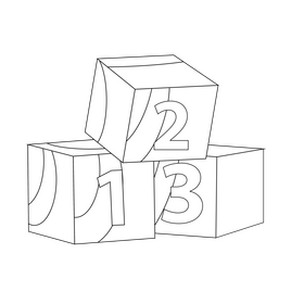 Toys pile cube blocks building cartoon black and white clipart