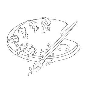 Artist palette black and white clipart