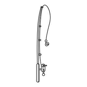 Fishing rod drawing black and white clipart