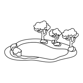 Lake pond drawing black and white clipart
