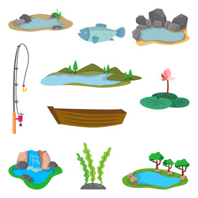 Lake images set vector