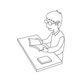 Reading book black and white clipart
