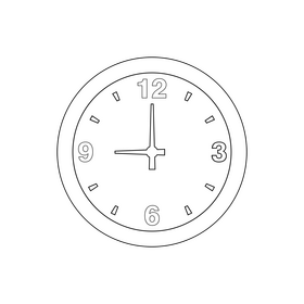 Wall clock black and white clipart