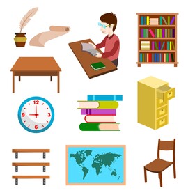 Library icons set vector