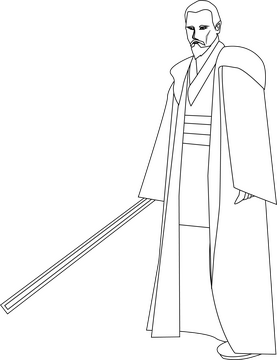 Free cartoon character drawing black and white clipart