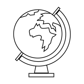 Globe drawing black and white clipart