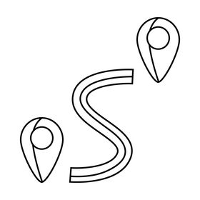 Map route icon black and white clipart