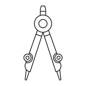 Divider compass drawing black and white clipart