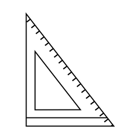Triangle ruler drawing black and white clipart