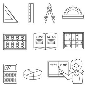 Math elements icon set black and white vector