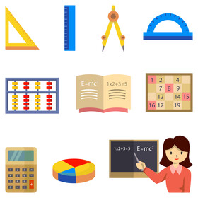 Math elements icon set vector