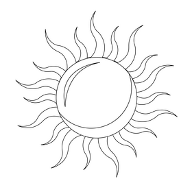 Nature Sun drawing black and white clipart