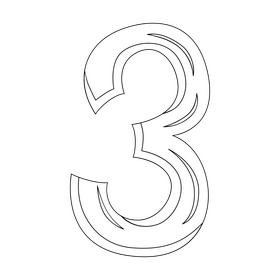 Number 3 drawing black and white clipart
