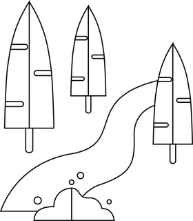 Park garden path black and white clipart