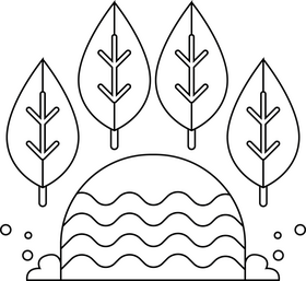Park icon, lake with several trees black and white clipart