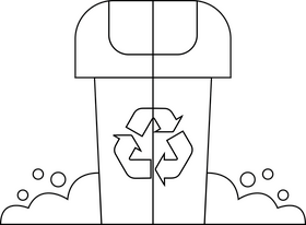 Park trash can black and white clipart