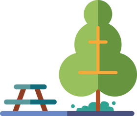 Park, tree and seating clipart