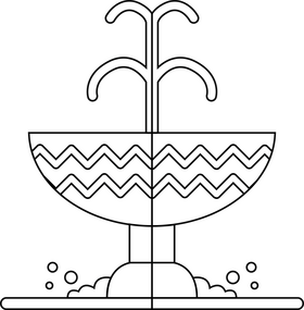 Park water fountain flat icon black and white clipart