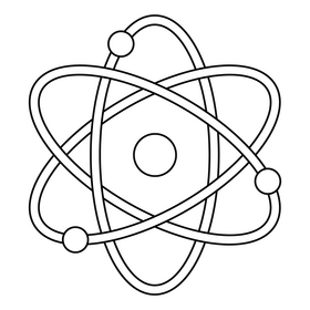 Atom Nucleus physics drawing black and white clipart