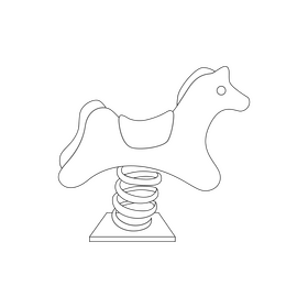 Spring rider playground drawing black and white clipart