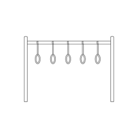 Trapeze rings playground for kids drawing black and white clipart