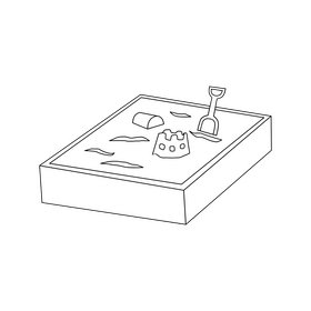 Sandbox playground drawing black and white clipart
