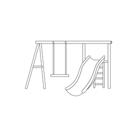 Swing set playground drawing black and white clipart