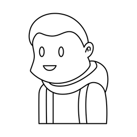 Preschool boy drawing black and white clipart