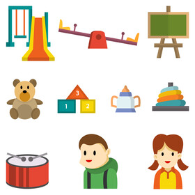 Preschool cartoon images set vector