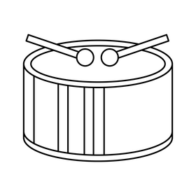 Drum for kids drawing black and white clipart