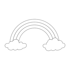 Rainbow drawing black and white clipart