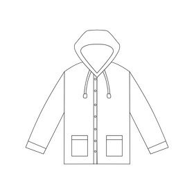 Raincoat drawing black and white clipart