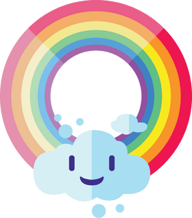 Circular Rainbow with cute cloud clipart