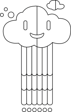 Cute cloud rainbow down black and white clipart