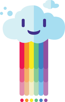 Cute cloud rainbow down clipart
