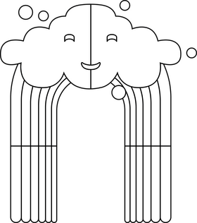Cartoon rainbow arc drawing black and white clipart