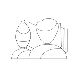 Children reading book black and white clipart