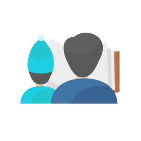 Children reading book clipart