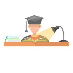 Student reading books clipart