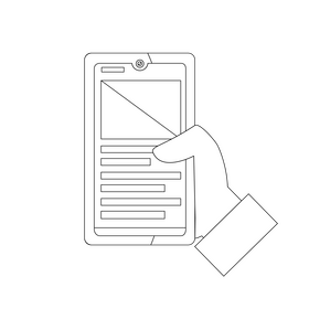 Ebook reading on smartphone black and white clipart