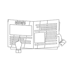 Reading newspaper black and white clipart