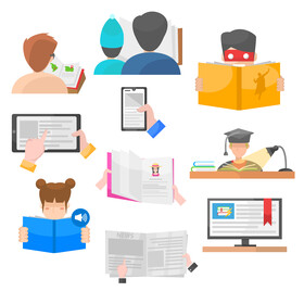 Reading images set vector