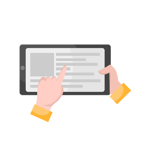 Reading on tablet clipart