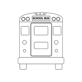 School bus back view drawing black and white clipart