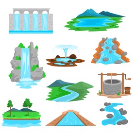 River images set vector
