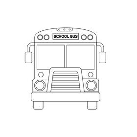 School bus front view drawing black and white clipart