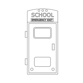 School bus emergency door black and white clipart