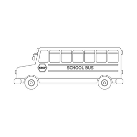 School bus drawing black and white clipart